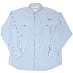 Columbia PFG Shirt Large Mens Blue Button Up Fishing Long Sleeve Vented Outdoor